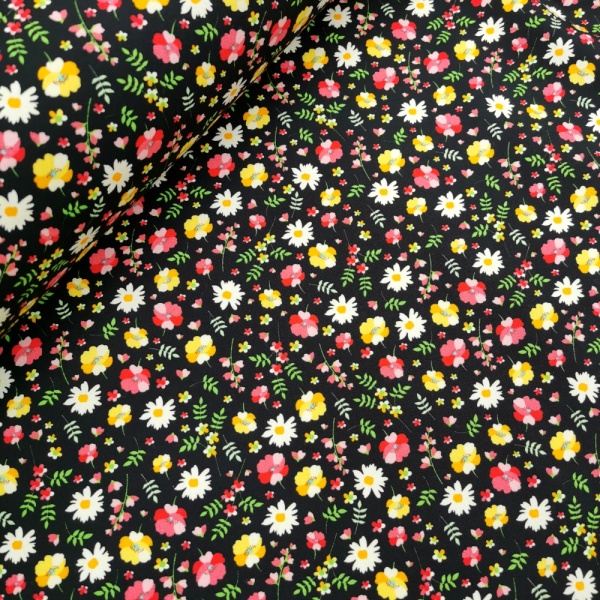 Floral Poplin DESIGN 18 BLACK